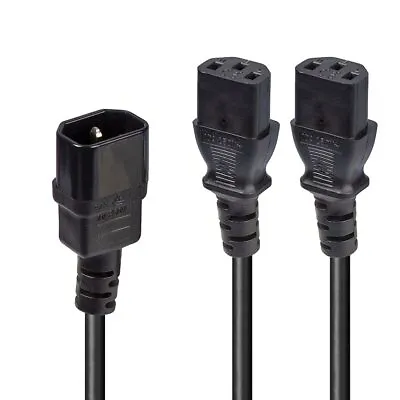 Lindy 30363 IEC C14 To 2 X IEC C13 Splitter Power Extension Cable Black 1m • £7.58