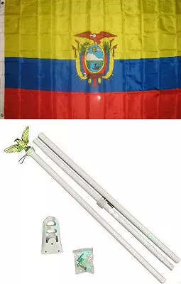 3x5 Ecuador Flag White Pole Kit Set 3'x5' • $23.88