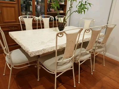 $315 • Buy Stone Top/Base Dining Table+8 Wrought Iron Chairs Set, Custom-made In Australia