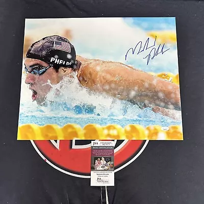 Michael Phelps Autographed 16X20 Olympic Swimming JSA Cert USA America Rare • $239.99