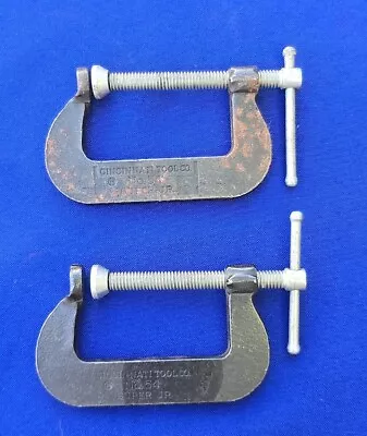 Lot 2 Vtg Cincinnati Tool Co. No 54 Super Jr. C Clamp USA Made Forged Steel • $15.95