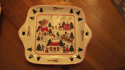 Mason's  Christmas Village  Square 9 ' Cake/Dessert Plate.Made In England.  • $29.95