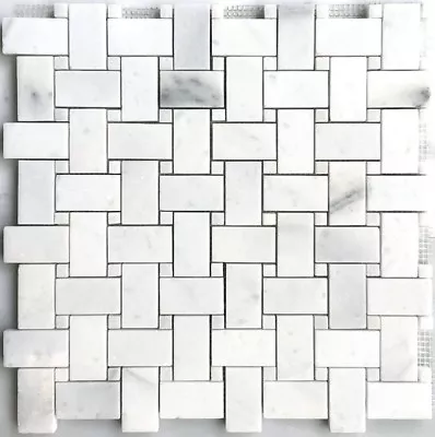 Carrara White With Carrara White Marble Basketweave (1.2 Square-foot) Floor Tile • $16.99