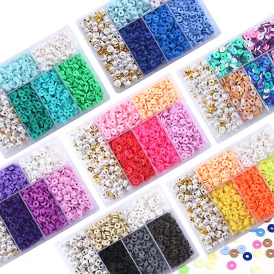 £5.99 • Buy 1750pcs 6mm Clay Beads For Jewellery Making Kit Bracelet Necklace Spacer Bead