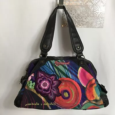 Desigual Messenger Hobo Shoulder Bag Boho Multicolor Patchwork Embroidered • $39.87