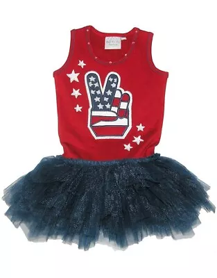 NWT Ooh La La Couture Girls' Size 8 Patriotic Peace Tulle Tutu Dress  ~ Size 8 • $49.99
