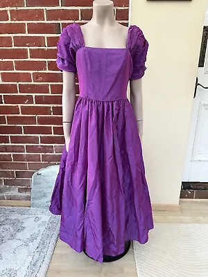 Vintage Laura Ashley 80s Purple Iridescent Taffeta Puff Sleeve Ballgown Dress 14 • £50