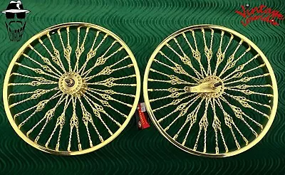 Vintage Lowrider 20  Cage Twisted Gold 36 Spoke Heavy Duty Rims Front Or Coaster • $759.99