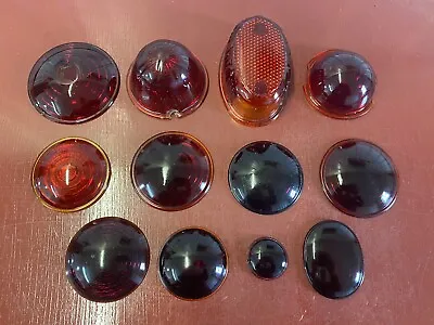 VINTAGE RARE RED GLASS LENS LOT OF (12) FOR 20 's 30 's FORD WILLYS PACKARD REO • $44.99