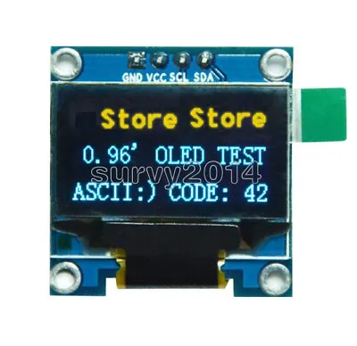 0.96  Yellow &Blue I2C IIC 128X64 OLED Serial LCD LED Display Module For Arduino • $2.72