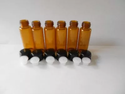 New 1 Dram/4ml Amber Vial With Reducer And Black Cap 12pcs • $9.99