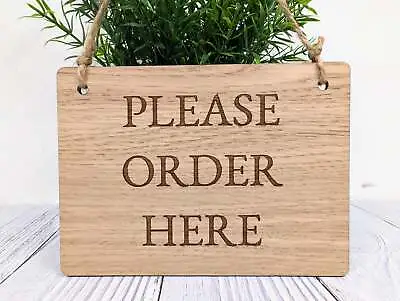 Please Order Here Wooden Sign | Oak Veneer | Business Signage | Point Of Sale • £15.15