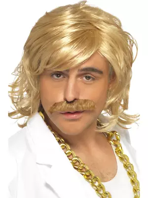 Blonde Men Game Show Host Kit Wig & Tash - Fancy Dress Kit Costume Keith Lemon • £14.99