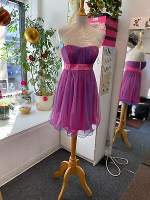 TheaDora Pink Turquoise Short Prom Cocktail Evening Strapless Dress Size 12 • $75