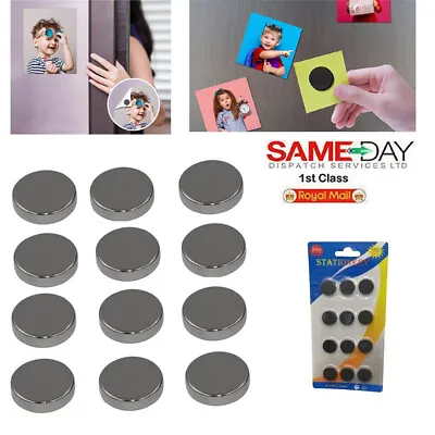 12 Strong Round Craft Disk Magnets Black Fridge Self Or Non Adhesive 15mm Board • £4.97