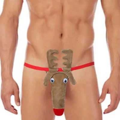 ·Christmas Mens Sexy Novelty Mankini Thong Reindeer Boxer Briefs Underwear Pants • £5.99