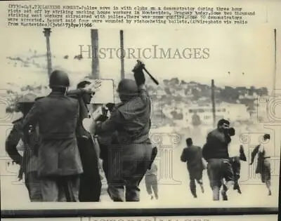 1966 Press Photo Montevideo Police Move In On Rioting Packing House Workers • $19.99