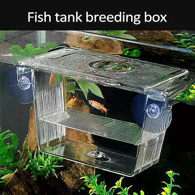 S/L Aquarium Hatchery Trap Fish Breeding Box Tank Fry Breeder Isolation Case- • $9.49