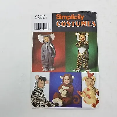 7785 Simplicity SEWING Pattern Animals Costumes Elephant Tiger Monkey 6M 1 2 3 4 • $25.49