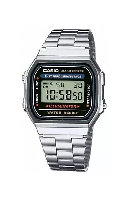 £11.89 • Buy GENUINE- CASIO Retro Classic Unisex Digital Steel Bracelet Watch-A168WA- Silver