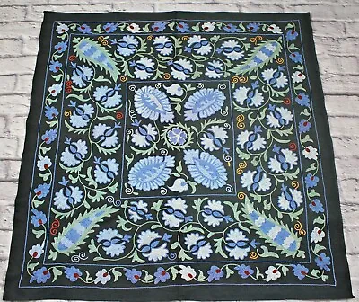 Blue Uzbek Suzani Tableclothhand Embroidery Tapestry Wall Hangingethnic Panel  • $102.99