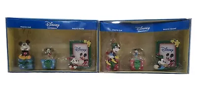 Disney Mickey & Minnie Christmas Photo Holders And Snowglobe - New • $39.85