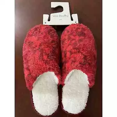 Vera Bradley Slippers Large L 9-10 Red White Cozy House Shoes Women’s • $13