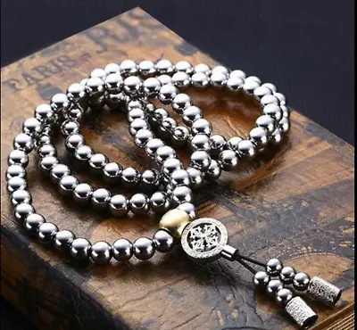 108 Buddha Beads Necklace Buddhist Prayer Beads Mala Stainless Steel Fashion • $27.99