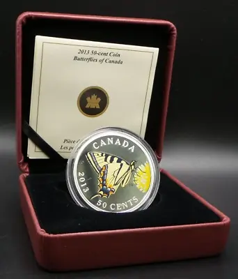 2013 Butterflies Of Canada 50c Silver Plated Colorized Coin Tiger Swallow- Z1467 • $35