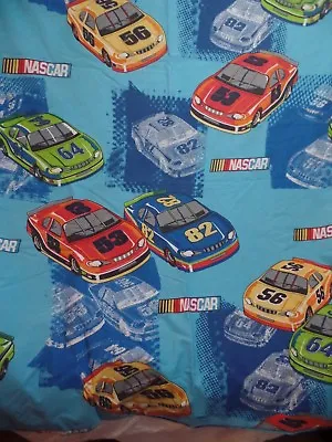 NASCAR Racing Race Cars Blue FULL Flat Bed Sheet Dan River Craft Material • $8