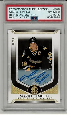 2020 SP Signature Edition Legends Black 8/10 Mario Lemieux PSA 8 Mint Auto 8/10 • $399