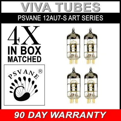 $258.65 • Buy New Matched Quad (4) Psvane 12AU7-S ECC82 Gold Pins Art Series Vacuum Tubes