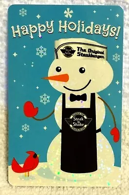 Steak N Shake Happy Holidays Smiling Snowman Cardinal Sparkly 2016 Gift Card • $2.49