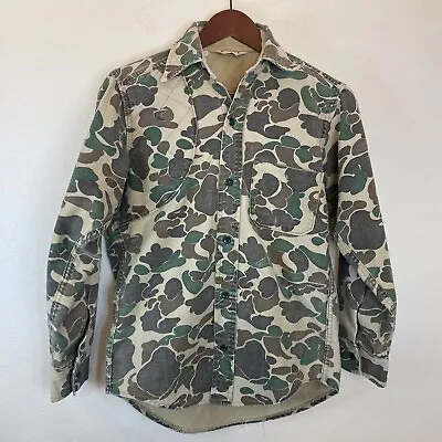 Vintage Cabelas Hunting Shirt Duck Camo Button Up Shooting Mens S/M See Disc. • $25.49