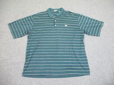 Masters Collection Polo Mens XXL Green Blue Stripe Golf Performance Knit • $21