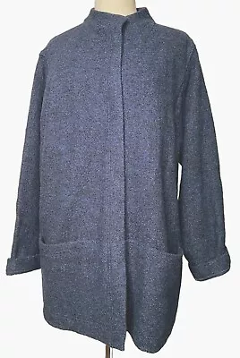 Pure Jill J. Jill Sz PL Snap Front 3/4 Length Blue Marled Wool Blend Jacket • $16.97