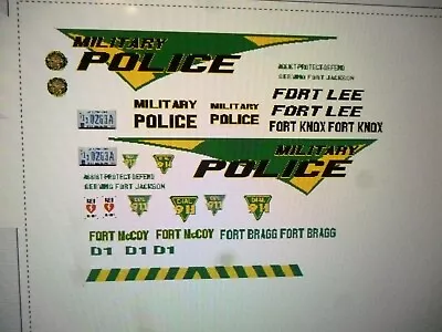 US Army Military Police Car Decals  Ft Lee/Bragg/McCoy/Knox  Custom 24 Scale • $13.99