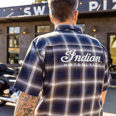 Indian Motorcycle Men's Herringbone Shirt Navy • $44.99