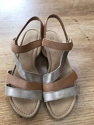 Women’s GABOR Tan/gold Leather Sandals Size UK6.5 • £18