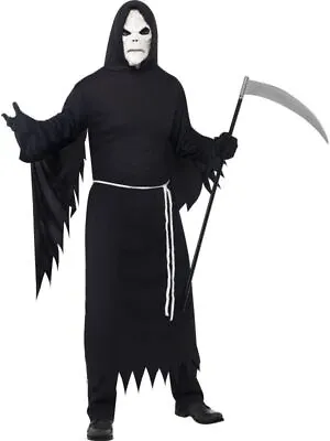 Mens Grim Reaper Fancy Dress Costume Halloween Spooky Haunted House Creepy • £21.67