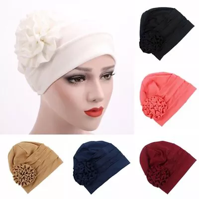 Outdoor Cotton Cancer Hijab Flower Hat Chemo Turban Beanie Baggy Cap • £4.33