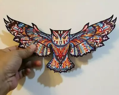 $20.90 • Buy Owl Art Sugar Skull Bird Flying Dark Scary Badge Embroidered Iron-On Sew Patch