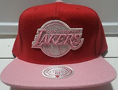 Mitchell & Ness Los Angeles Lakers SWEETHEART 2 Tone Pink & Red Snapback Cap • $32