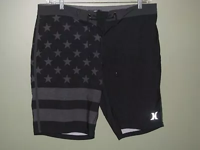 Men's Hurley Phantom Board Shorts Size 34 Black Flag Swim Trunks EUC Ships Free • $23.99