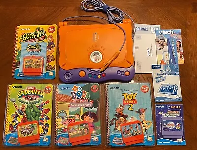 VTECH VSMILE SMARTBOOK 4 Games Dora Toy Story 2 Spiderman Scooby-Doo Never Used! • $29.95