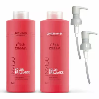 £29.95 • Buy Wella Brilliance Shampoo & Conditioner Fine/Normal Duo Litre Pack + Free Pumps