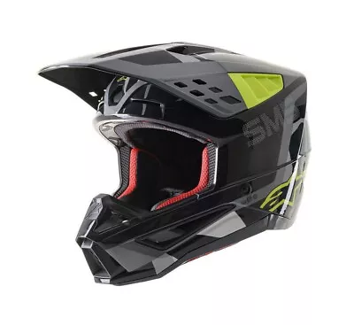NEW Alpinestars SM5 Rover MX Offroad Dirt Bike Helmet Gray/Flo Yellow Size Large • $139