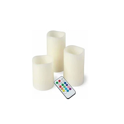£11.99 • Buy 3pc Led Candles Colour Changing Flameless Flickering Led Wax Remote Candle Set 