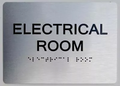 Electrical Room Sign With Braille And Raised Letters(Aluminum Silver Size 5X7) • $14.99