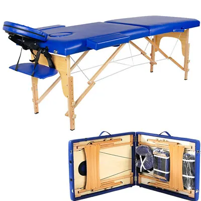 2 Folds Massage Table Portable Beauty Salon SPA Bed Height Adjustable Length 84  • $77.76